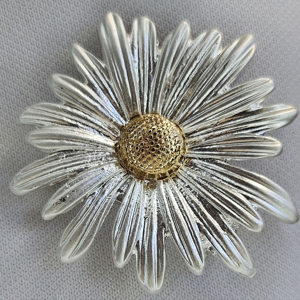 Silver Daisy Pin with Gold Center